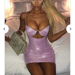Mya Mini Dress - Pink Glitter